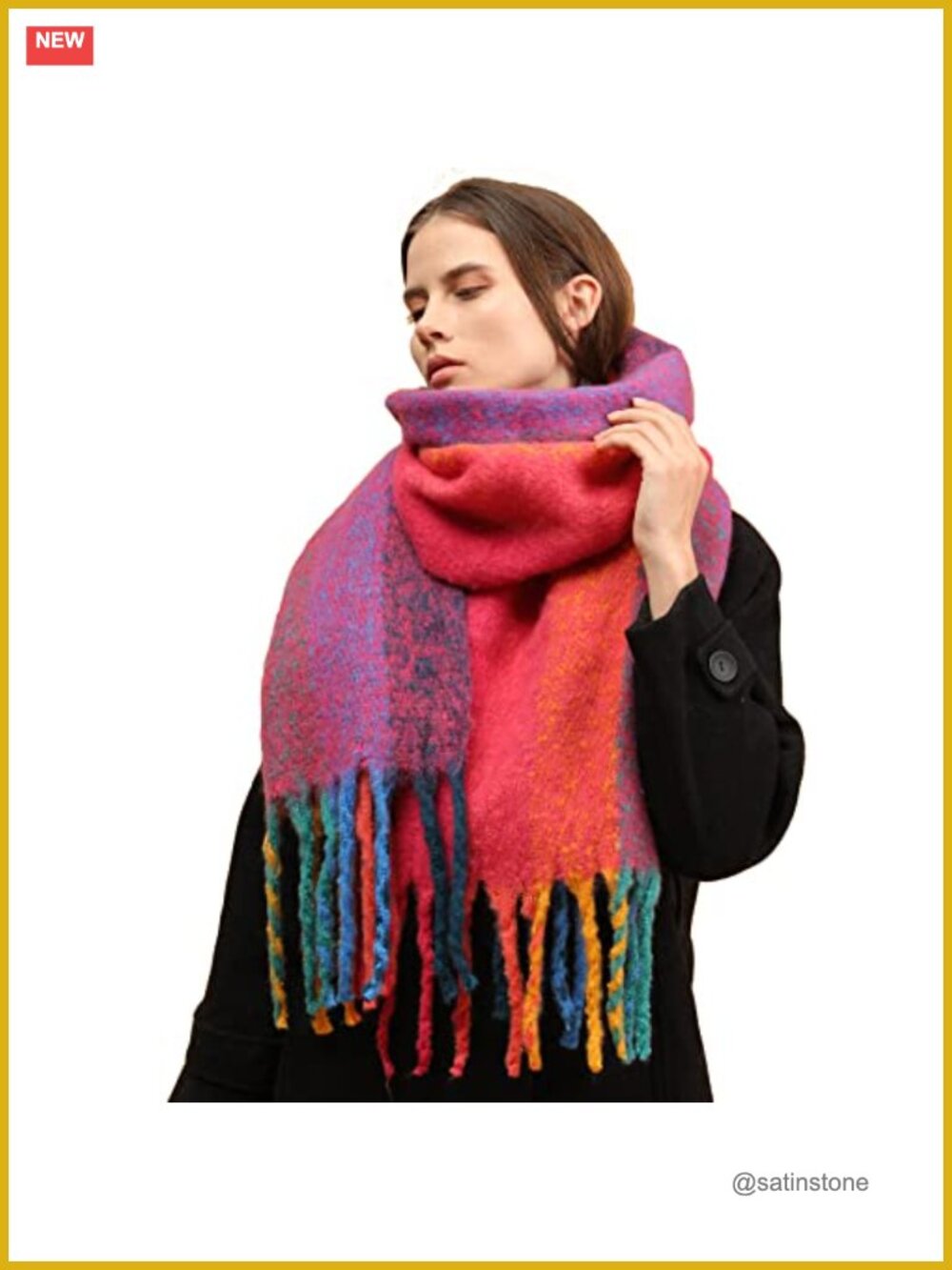 Super Thick Plaid Blanket Scarf for Women, Oversized 70.9 in, Soft Winter Wrap